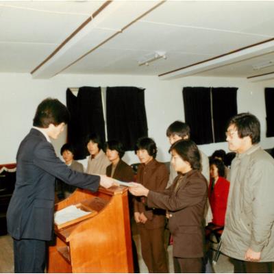 가톨릭 상지대학교 학도호국단 간부 이취임식 1984년