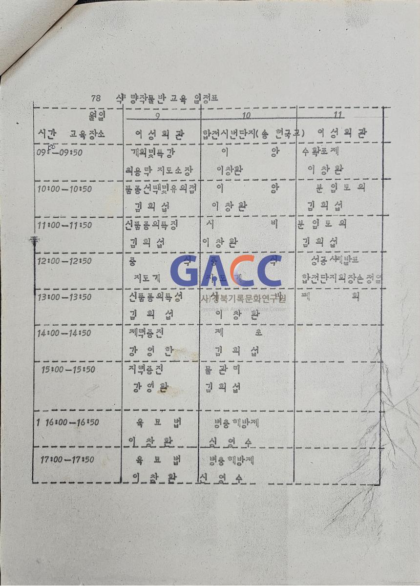 19780803공문-시단위 영농 기술 훈련 식량 작물반 교육 실시 작은그림