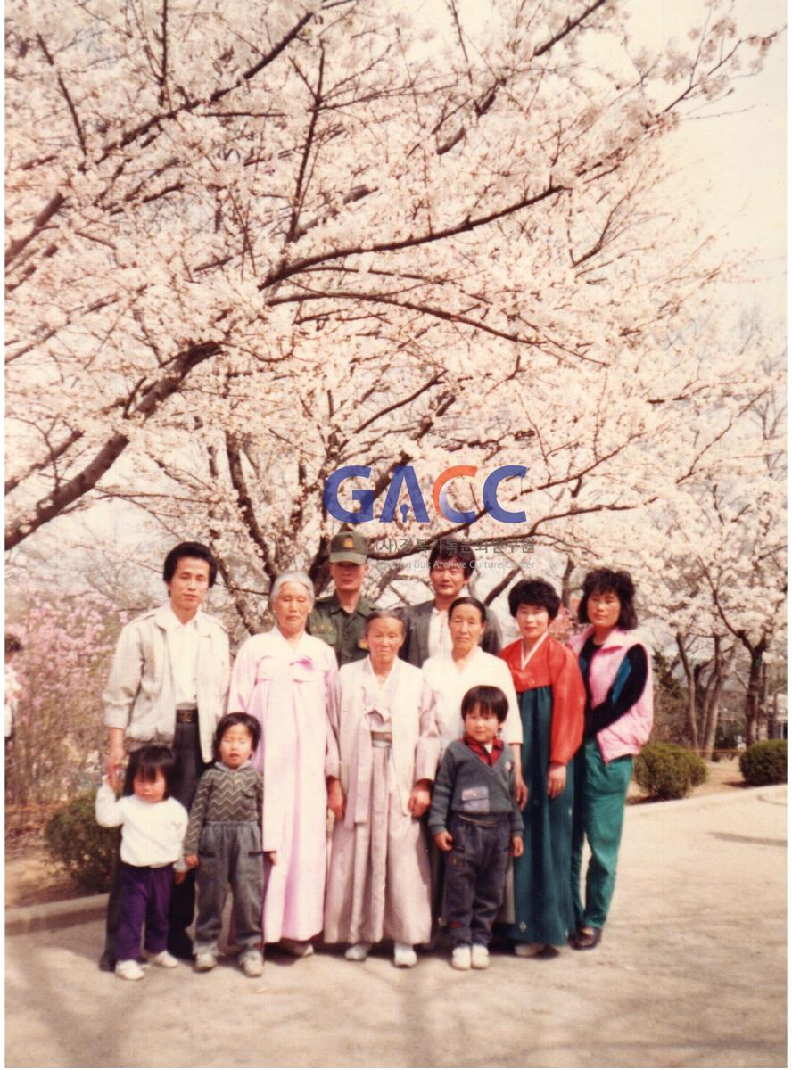 모친과 장모님을 모시고 강변 벚꽃놀이간 이종구 가족 사진 작은그림